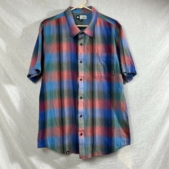 LRG Lifted Research Group Plaid Short Sleeve Button Shirt Men XL Skateboard Surf - Picture 1 of 9
